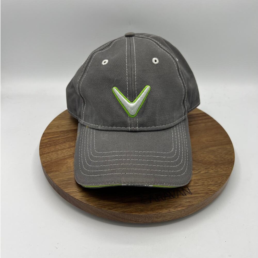 Callaway T Fukuda Golf Hat Gray Green Logo Adjustable Cap